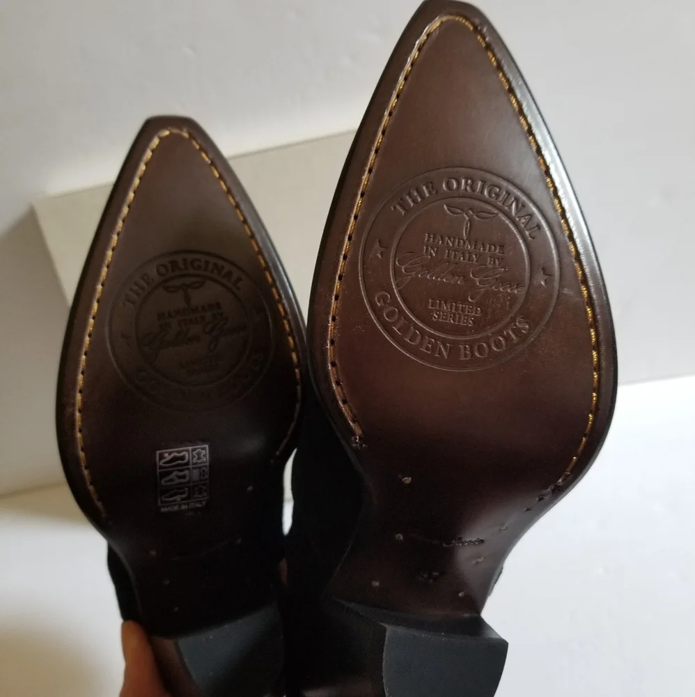 Golden Goose Suede Leather Fringe Limited Handmade Cowboy Boots Black Si… - Picture 10 of 11